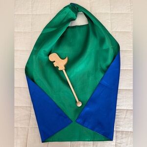 Reversible Cape with Wooden dinosaur wand-stick Accessory pretend play